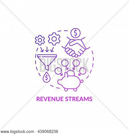 Revenue Streams Purple Gradient Concept Icon. Resources Of Reccuring Income. Earning Money. Business