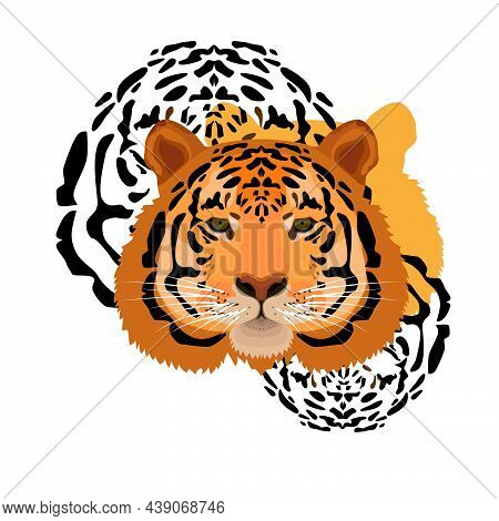 Zodiac 2022 Beautiful Tiger Year Of The Tiger. Depicted Cartoon Tiger Vector Graphics.
