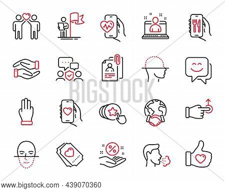 Vector Set Of People Icons Related To Cardio Training, Cough And Drag Drop Icons. Face Scanning, Dat