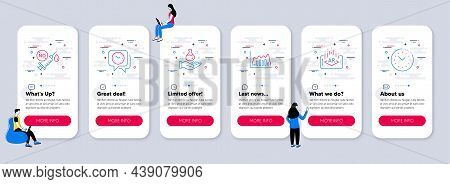 Set Of Science Icons, Such As Infographic Graph, Clock, Chemistry Lab Icons. Ui Phone App Screens Wi