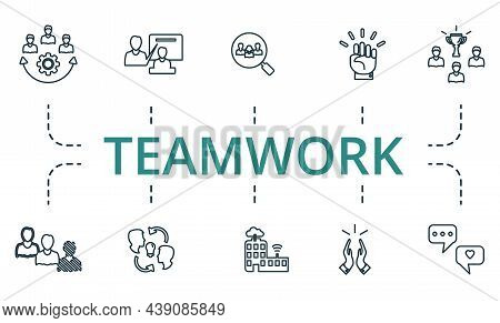 Teamwork Icon Set. Collection Of Simple Elements Such As The Focus Group, Team Building, Career, Suc