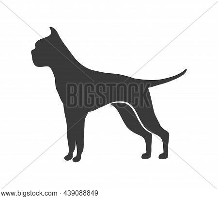 Boxer Silhouette. Dog Profile Breed, Animal Vector Icon Isolated On White Background