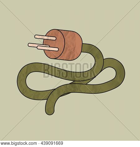Electrical plug hand drawn illustration, energy saving awareness in crinkled paper texture