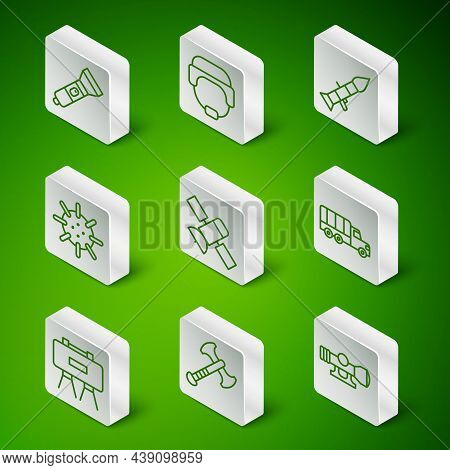 Set Line Sniper Optical Sight, War Axe, Flashlight, Satellite, Naval Mine, Military Helmet, And Truc