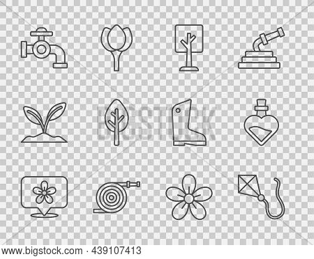Set Line Location With Flower, Kite, Forest, Garden Hose, Water Tap, Flower And Bottle Love Potion I