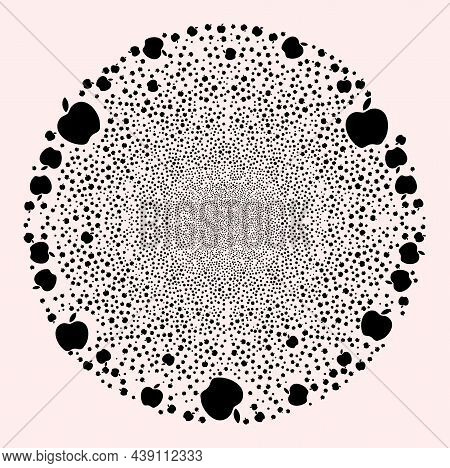 Apple Festive Globula. Object Pattern Is Done From Scattered Apple Design Elements As Festive Circle