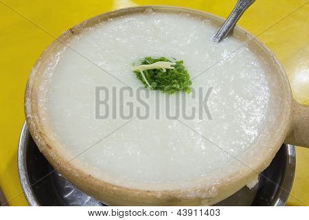 Claypot Congee Porridge Closeup