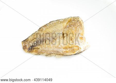 Deep Fried Trichogaster Pectoralis Fish On White Background.