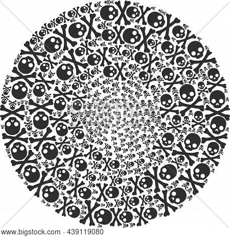 Death Skull Icon Twist Spheric Composition. Death Skull Signs Are United Into Globula Twist Mosaic S
