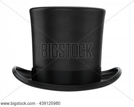 Cylinder black top hat isolated on white background. 3d rendered cylinder hat illustration