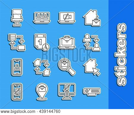 Set Line Web Camera, Online Working, Project Team Base, Video Off On Laptop, Time Management, Office