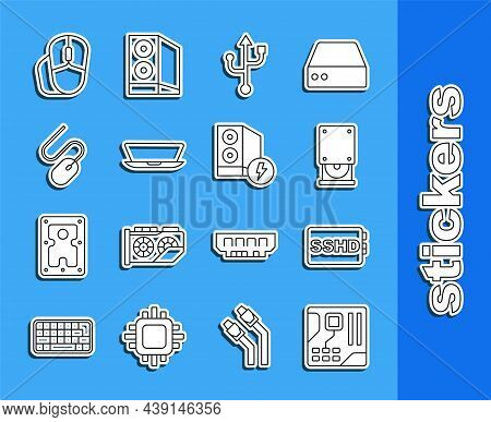 Set Line Motherboard Digital Chip, Sshd Card, Optical Disc Drive, Usb, Laptop, Computer Mouse, And C