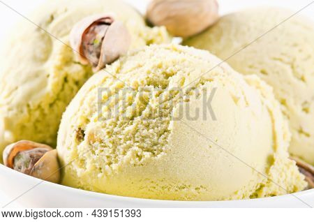 Pictachio ice cream as close up