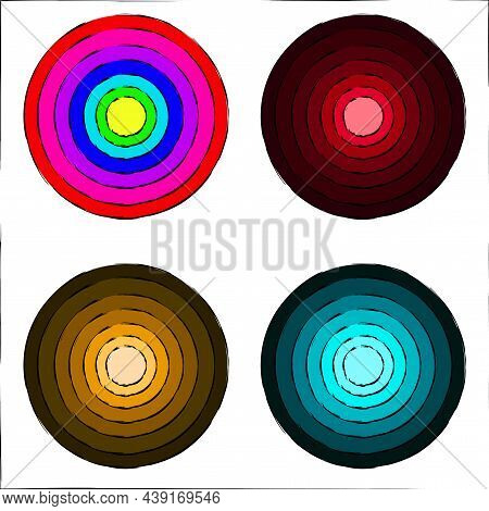 Abstract Multicolor Circles Set. Geometric Sphere. Creative Icon. Marketing Background. Vector Illus