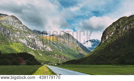 Stardalen, Skei I Jolster, Jostedalsbreen National Park, Norway. Beautiful Sky After Rain With Rainb