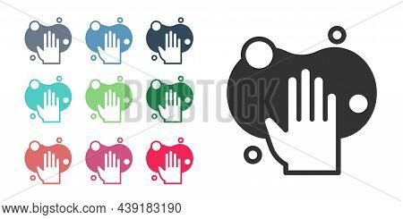 Black Sponge Icon Isolated On White Background. Wisp Of Bast For Washing Dishes. Cleaning Service Lo