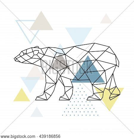 Abstract Geometric Polar Bear. Side View. Scandinavian Style. Stock Vector Illustration.