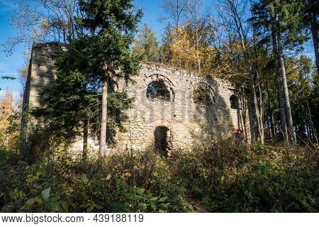 Ruin Of A Baroque Church In The Woods In Czech Republic