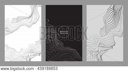 Black Lines Template, Artistic Covers Design, Design Backgrounds. Trendy Pattern, Graphic Poster, Ca