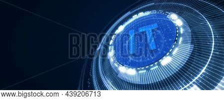 It Consultant Presenting Tag Cloud About Information Technology. 3d Illustration
