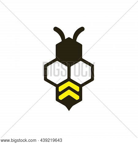 Vector Design. Logo Created From Hexagon Shape Like A Bee.