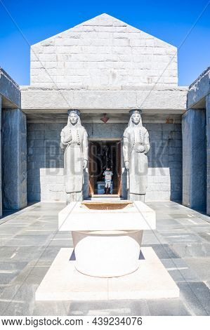 Lovchen, Montenegro - October 4, 2021: Sculpture Outside Of The Mausoleum Of Petar Petrovic Njegos, 