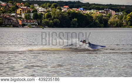Sport. Motor Boat Races. Speed, Water Sports. Competition On The Water On A Sunny Day.