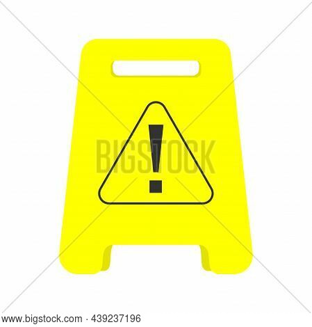 Yellow Warning Sign In Vector. Exclamation Mark On Yellow Background. Danger Sign.