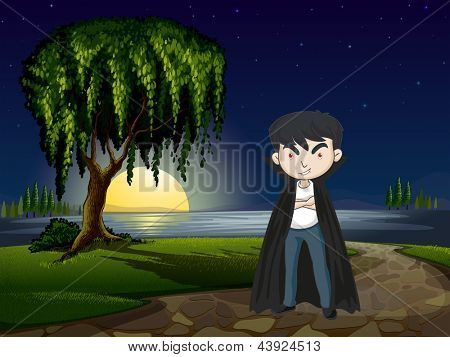Illustration d'un vampire aux yeux rouges