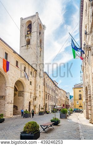 Narni,italy - September 8,2021 - View At The Town Hall In The Streets Of Narni. Narni Is An Ancient 