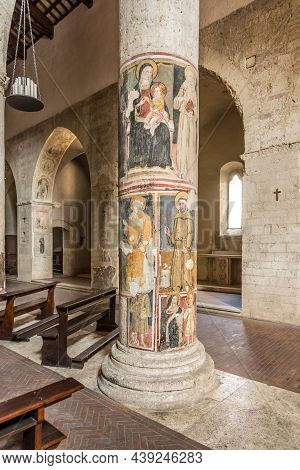 Narni,italy - September 8,2021 - View At The Interior Of Church Of San Francesco In  Narni. Narni Is