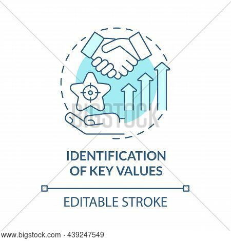 Key Values Identification Blue Concept Icon. Business Development. Improve Service. Brand Planning A