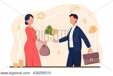 Stop Corruption Concept. Businessman Refuses Money For Service. Honest Character, Failed To Bribe. F