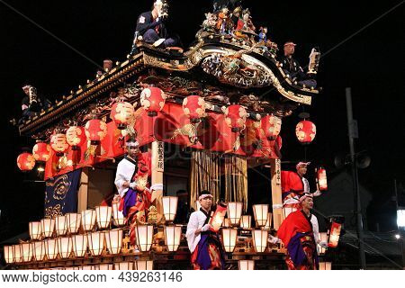 Chichibu, Japan - December 3, 2016: Parade Lantern Float Event At Chichibu Night Festival In Japan. 