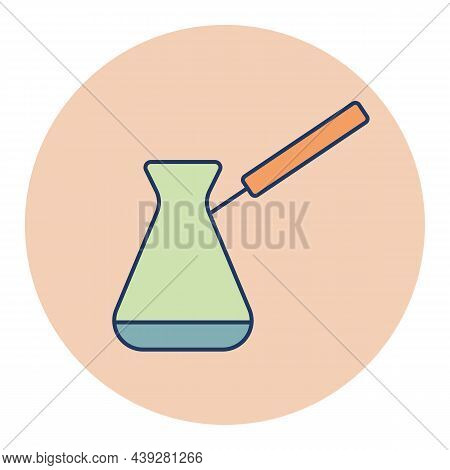 Turkish Cezve Vector Color Icon. Kitchen Appliance. Graph Symbol For Cooking Web Site Design, Logo,
