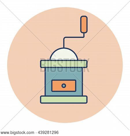 Classic Coffee Grinder In Wooden Case Vector Color Icon. Kitchen Appliance. Graph Symbol For Cooking
