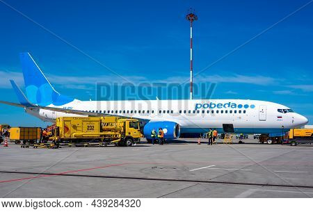 May 11, 2021, Moscow, Russia. The Narrow-body Short-to-medium-haul Passenger Aircraft Boeing 737-800