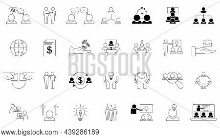 Simple Set Of Business Cooperation Related Icons. Teamwork, Business Management. Contains Icons Such