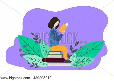 Little Men On Books In Flat Style. Cartoon People Illustration. Character Design. Happy People. Vect
