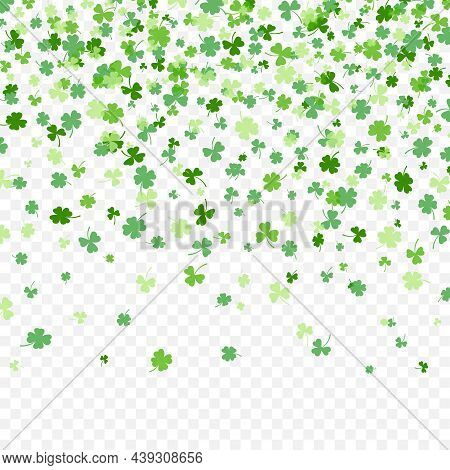 Shamrock Or Green Clover Leaves Pattern Background Flat Design Vector Illustration Isolated On Trans