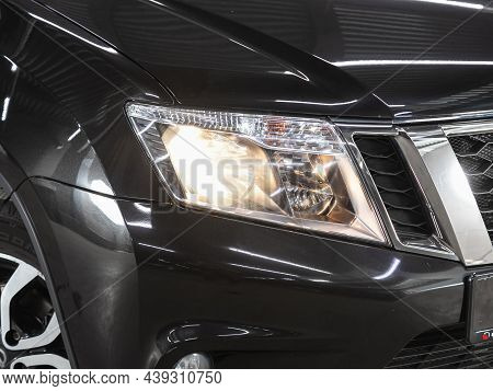 Novosibirsk, Russia - October 30, 2021: Nissan Terrano, View Of The Front  Of The Car. Black Car Hea