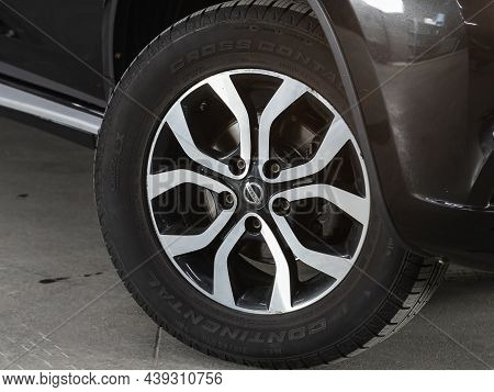 Novosibirsk, Russia - October 30, 2021: Nissan Terrano,  Close Up Of The Car Front Detail With  Ligh