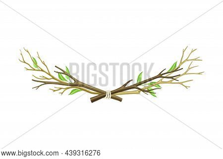 Bare Tree Branch Tied In Semi Circle Vector Illustration