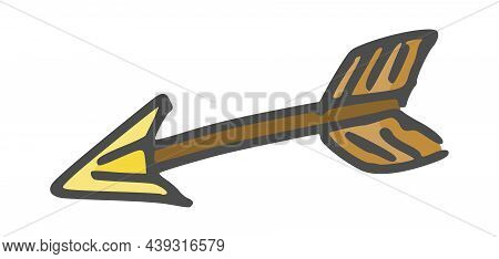 Arrow With Golden Tip Simple Drawing Vector Sketch