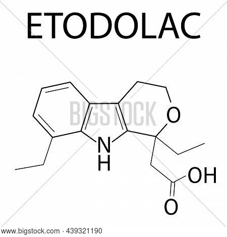 Etodolac Nsaid Drug Molecule. Skeletal Formula. Chemical Structure