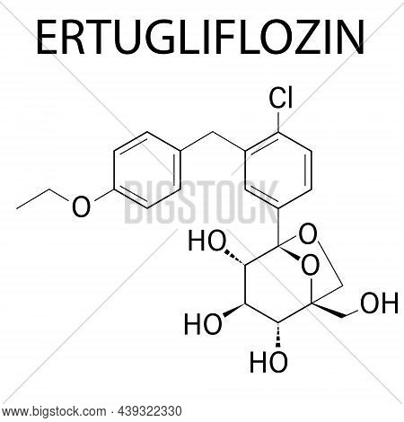 Ertugliflozin Diabetes Drug Molecule. Skeletal Formula. Chemical Structure