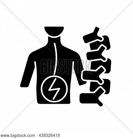 Degenerative Scoliosis Black Glyph Icon. Adult Onset Scoliosis. Spine Curvature. Degeneration Of Spi