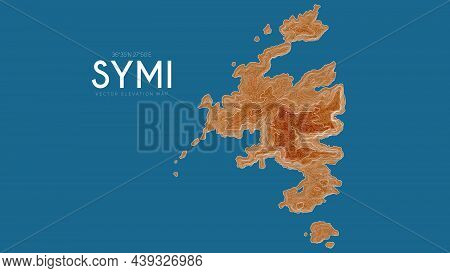Topographic Map Of Symi, Greece. Vector Detailed Elevation Map Of Island. Geographic Elegant Landsca