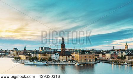 Stockholm, Sweden. Scenic View Of Stockholm Skyline At Summer Evening. Famous Popular Destination Sc