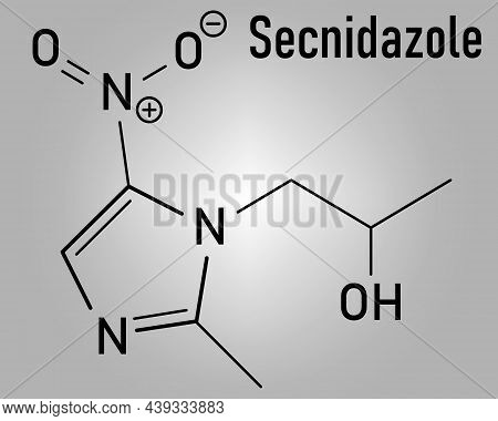 Secnidazole Anti-infective Drug Molecule, Nitroimidazole Class. Skeletal Formula.